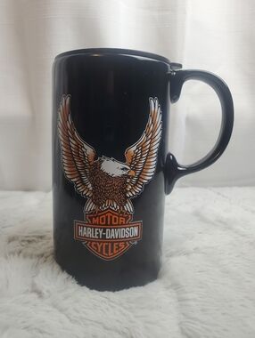 Harley-Davidson Black Eagle Shield Ceramic Coffee Mug Tall Boy 20 oz With Lid